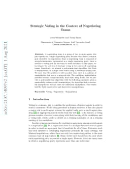 Strategic Voting in the Context of Negotiating Teams