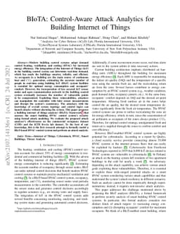 BIoTA Control-Aware Attack Analytics for Building Internet of Things