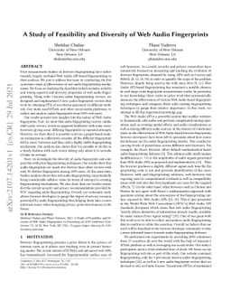 A Study of Feasibility and Diversity of Web Audio Fingerprints