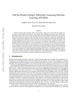 Did the Model Change? Efficiently Assessing Machine Learning API Shifts