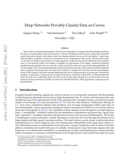 Deep Networks Provably Classify Data on Curves