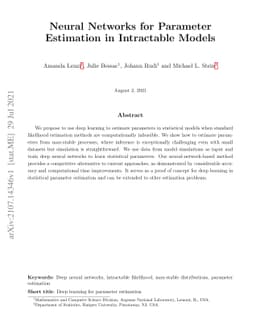 Neural Networks for Parameter Estimation in Intractable Models