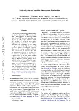 Difficulty-Aware Machine Translation Evaluation
