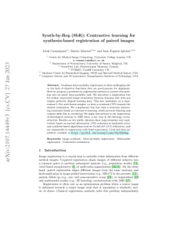 Synth-by-Reg (SbR): Contrastive learning for synthesis-based
  registration of paired images