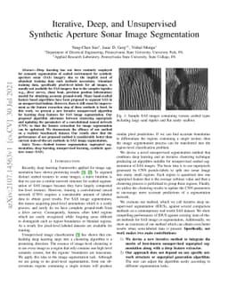Iterative, Deep, and Unsupervised Synthetic Aperture Sonar Image
  Segmentation