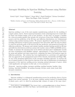 Surrogate Modelling for Injection Molding Processes using Machine
  Learning