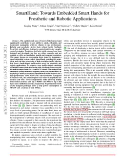 SmartHand: Towards Embedded Smart Hands for Prosthetic and Robotic
  Applications