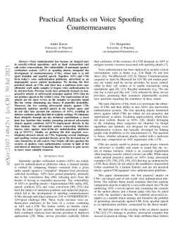 Practical Attacks on Voice Spoofing Countermeasures