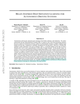 Brain-Inspired Deep Imitation Learning for Autonomous Driving Systems