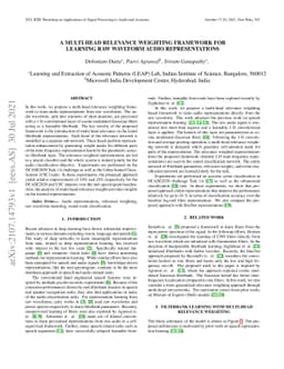 A Multi-Head Relevance Weighting Framework For Learning Raw Waveform
  Audio Representations