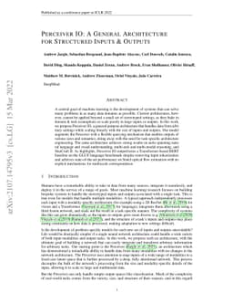 Perceiver IO: A General Architecture for Structured Inputs & Outputs