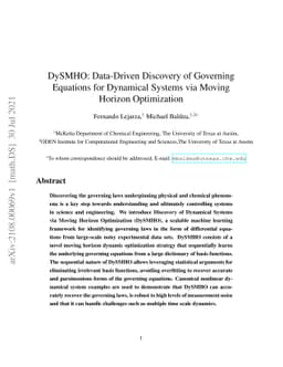 DySMHO: Data-Driven Discovery of Governing Equations for Dynamical
  Systems via Moving Horizon Optimization