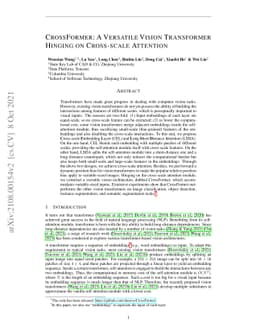 CrossFormer: A Versatile Vision Transformer Hinging on Cross-scale
  Attention