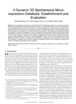 A Dynamic 3D Spontaneous Micro-expression Database: Establishment and
  Evaluation