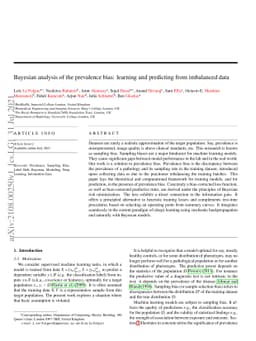 Bayesian analysis of the prevalence bias: learning and predicting from
  imbalanced data