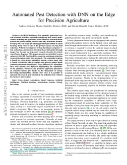Automated Pest Detection with DNN on the Edge for Precision Agriculture