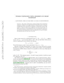 Tensor completion using geodesics on Segre manifolds