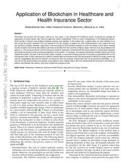 Application of Blockchain in Healthcare and Health Insurance Sector
