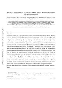 Predictive and Prescriptive Performance of Bike-Sharing Demand Forecasts
  for Inventory Management
