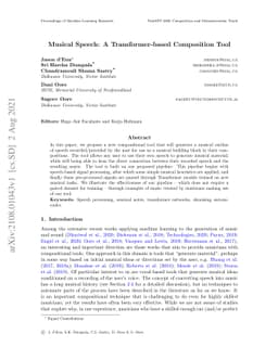 Musical Speech: A Transformer-based Composition Tool