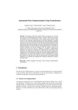Automated News Summarization Using Transformers