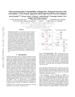 Time-based Dynamic Controllability of Disjunctive Temporal Networks with
  Uncertainty: A Tree Search Approach with Graph Neural Network Guidance