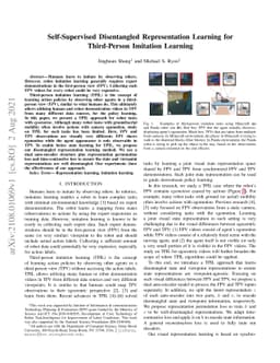 Self-Supervised Disentangled Representation Learning for Third-Person
  Imitation Learning