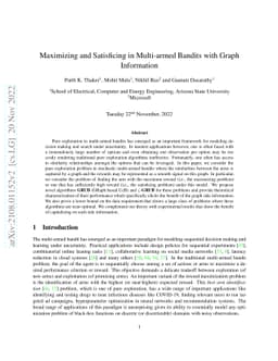 Maximizing and Satisficing in Multi-armed Bandits with Graph Information
