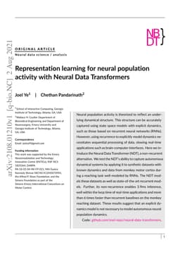 Representation learning for neural population activity with Neural Data
  Transformers