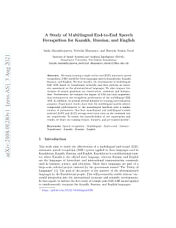 A Study of Multilingual End-to-End Speech Recognition for Kazakh,
  Russian, and English