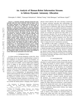 An Analysis of Human-Robot Information Streams to Inform Dynamic
  Autonomy Allocation