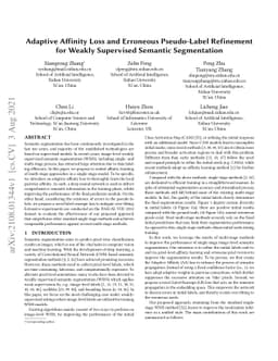 Adaptive Affinity Loss and Erroneous Pseudo-Label Refinement for Weakly
  Supervised Semantic Segmentation