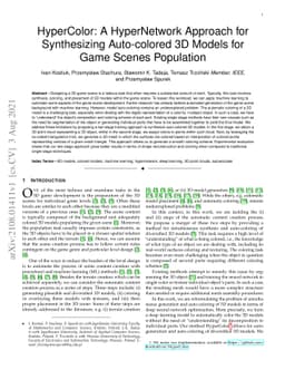 HyperColor: A HyperNetwork Approach for Synthesizing Auto-colored 3D
  Models for Game Scenes Population