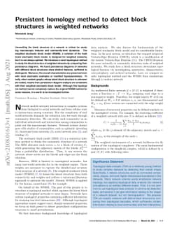 Persistent homology method to detect block structures in weighted
  networks