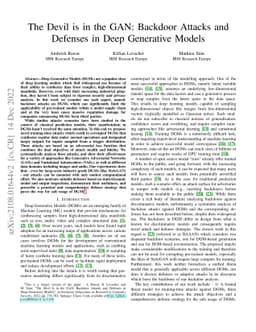 The Devil is in the GAN: Backdoor Attacks and Defenses in Deep
  Generative Models