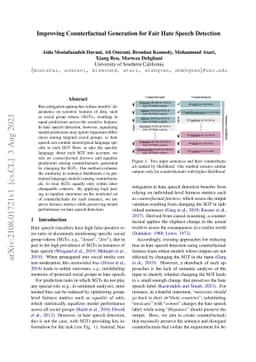 Improving Counterfactual Generation for Fair Hate Speech Detection