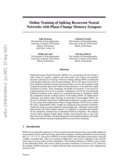 Online Training of Spiking Recurrent Neural Networks with Phase-Change
  Memory Synapses