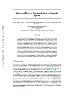 Emergent Discrete Communication in Semantic Spaces