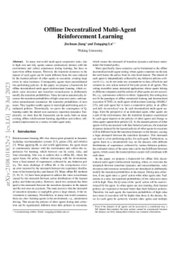Offline Decentralized Multi-Agent Reinforcement Learning