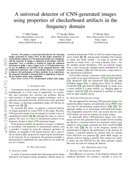 A universal detector of CNN-generated images using properties of
  checkerboard artifacts in the frequency domain
