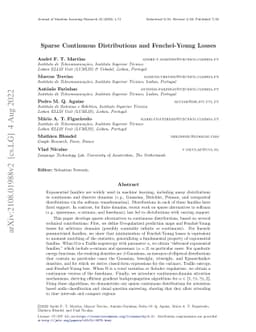 Sparse Continuous Distributions and Fenchel-Young Losses