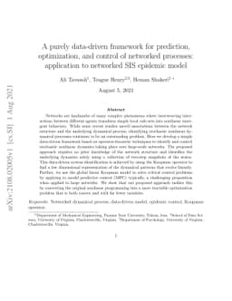 A purely data-driven framework for prediction, optimization, and control
  of networked processes: application to networked SIS epidemic model