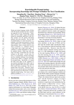 Knowledgeable Prompt-tuning: Incorporating Knowledge into Prompt
  Verbalizer for Text Classification