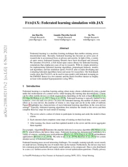 FedJAX: Federated learning simulation with JAX