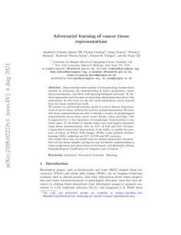Adversarial learning of cancer tissue representations