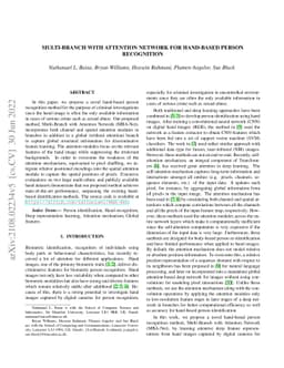 Multi-Branch with Attention Network for Hand-Based Person Recognition