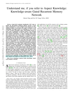 Understand me, if you refer to Aspect Knowledge: Knowledge-aware Gated
  Recurrent Memory Network
