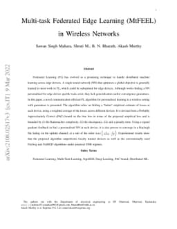 Multi-task Federated Edge Learning (MtFEEL) in Wireless Networks