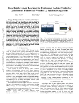 Deep Reinforcement Learning for Continuous Docking Control of Autonomous
  Underwater Vehicles: A Benchmarking Study