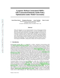 Lyapunov Robust Constrained-MDPs: Soft-Constrained Robustly Stable
  Policy Optimization under Model Uncertainty